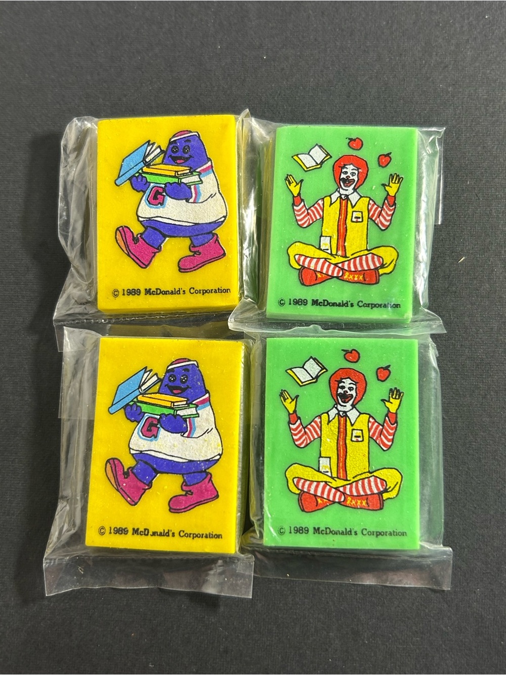 Vintage McDonald's Ronald McDonald & Grimace Eraser Set